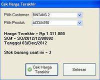 Cek harga terakhir